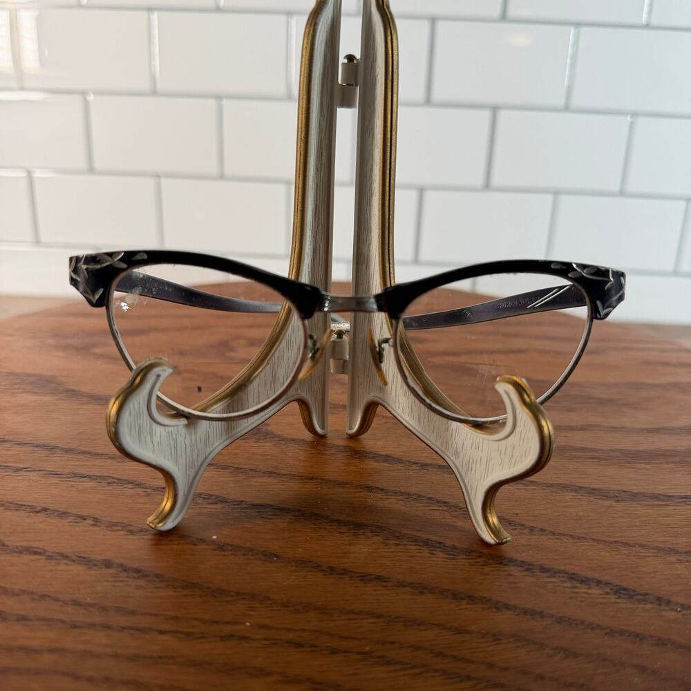 Vintage 1950s ROMCO Aluminum Cat Eye Glasses Hand Engraved 12K GF